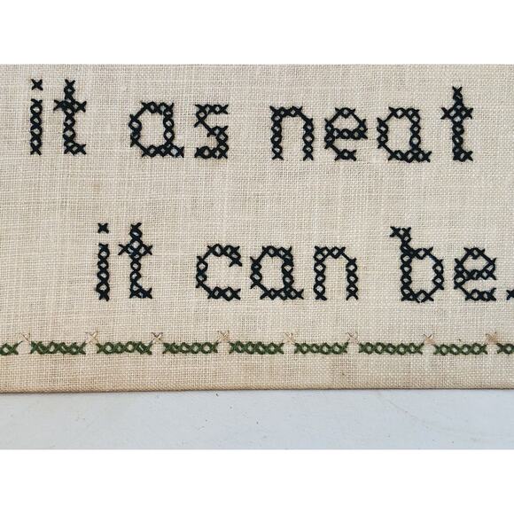 Vintage Cross Stitch Sampler Children’s Room Kids Chores Keep It Neat As Can Be - Picture 3 of 12